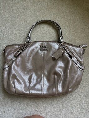 Coach Madison Metallic Taupe Shoulder Bag